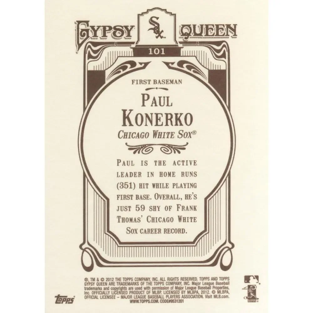 2012 Topps Gypsy Queen Paul Konerko # 101 Chicago White Sox